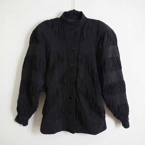 90s Perlita Silk Ruched Bomber Jacket Dark Romantic Avant-Garde Sise Large